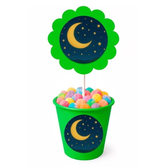 Centro de Mesa Flor Personalizado Lua e Estrelas