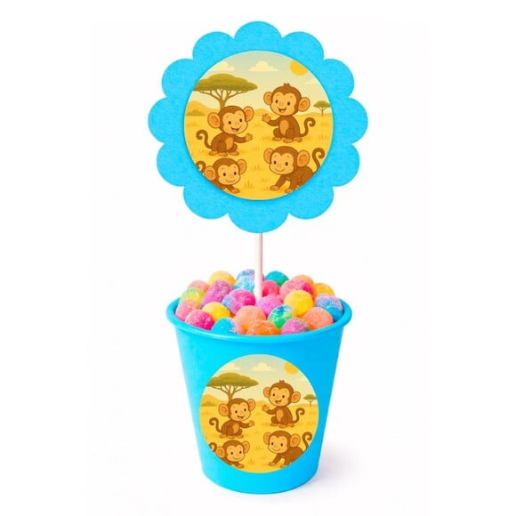 Centro de Mesa Flor Personalizado Macaquinhos