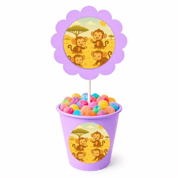 Centro de Mesa Flor Personalizado Macaquinhos