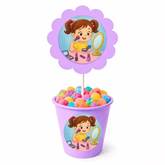 Centro de Mesa Flor Personalizado Maquiagem
