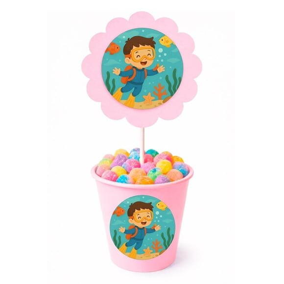 Centro de Mesa Flor Personalizado Menino Mergulhador