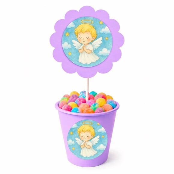 Centro de Mesa Flor Personalizado Meu Batizado