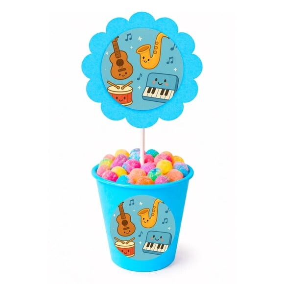 Centro de Mesa Flor Personalizado Músicas Instrumentos