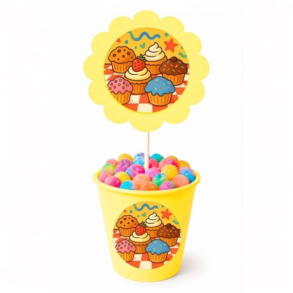 Centro de Mesa Flor Personalizado Muffins