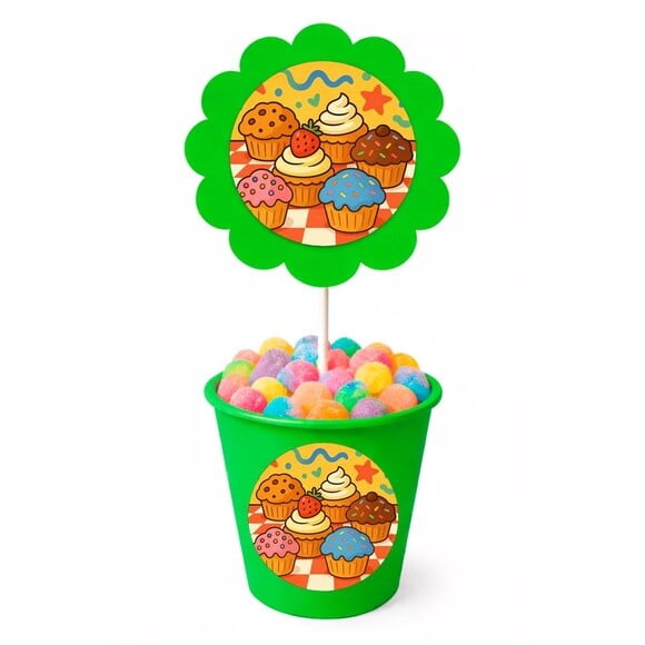Centro de Mesa Flor Personalizado Muffins