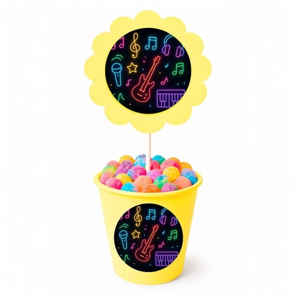 Centro de Mesa Flor Personalizado Neon Musical