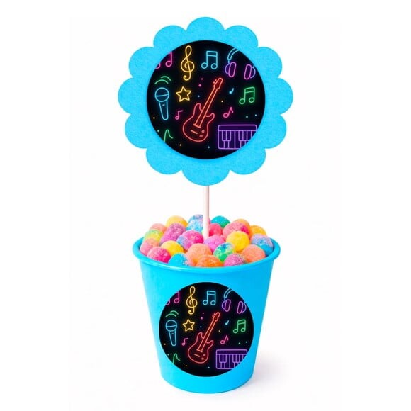 Centro de Mesa Flor Personalizado Neon Musical