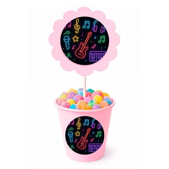 Centro de Mesa Flor Personalizado Neon Musical