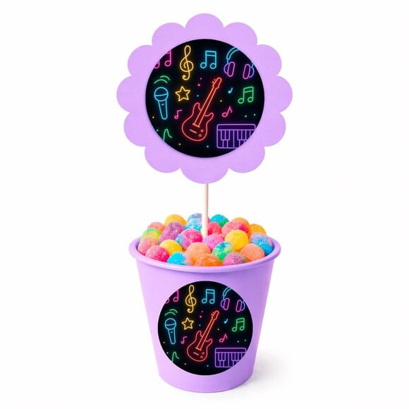 Centro de Mesa Flor Personalizado Neon Musical