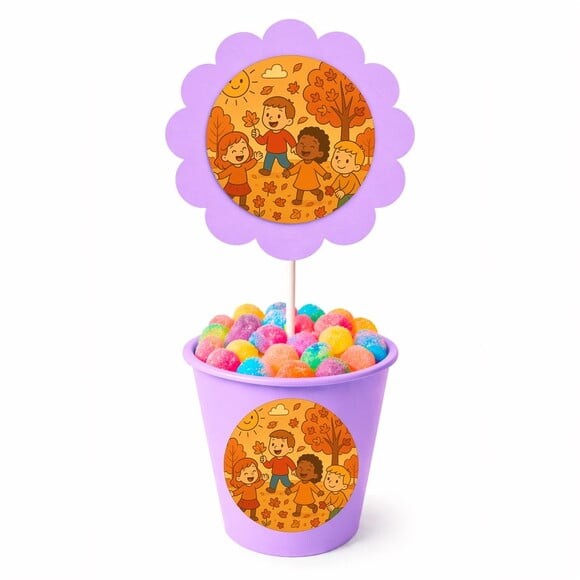 Centro de Mesa Flor Personalizado Outono Divertido