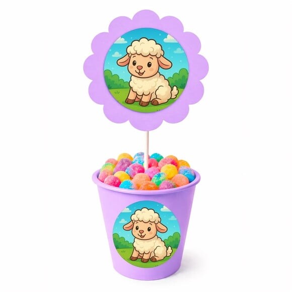 Centro de Mesa Flor Personalizado Ovelhinha
