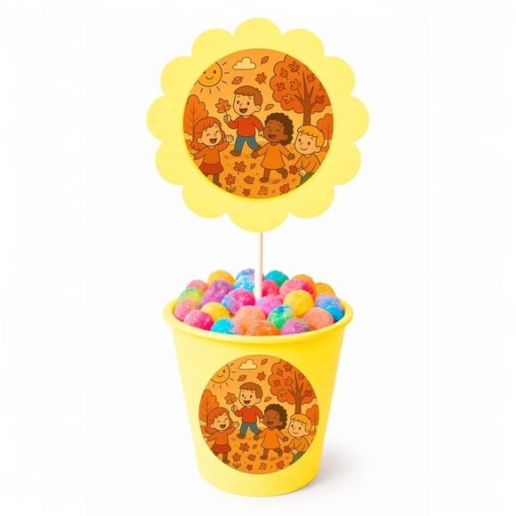 Centro de Mesa Flor Personalizado Outono Divertido