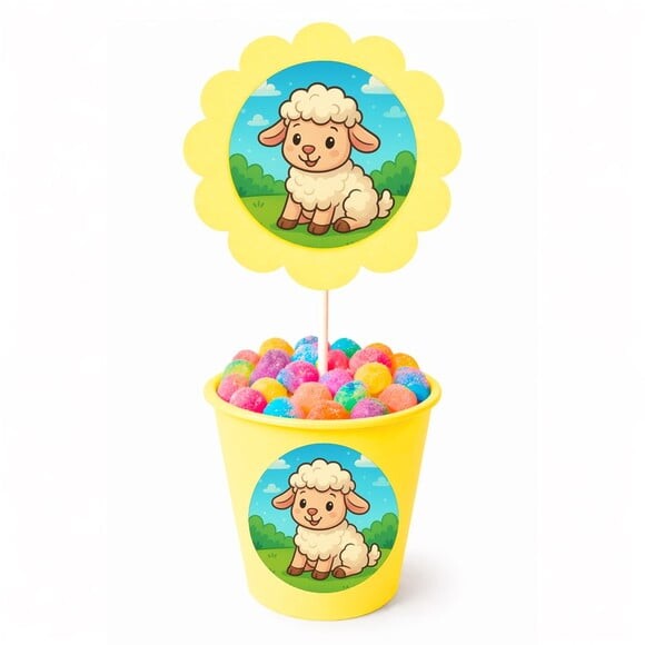 Centro de Mesa Flor Personalizado Ovelhinha
