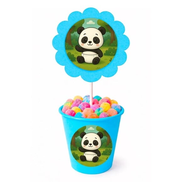 Centro de Mesa Flor Personalizado Panda Baby