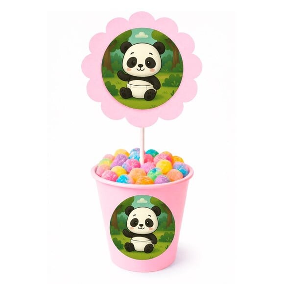 Centro de Mesa Flor Personalizado Panda Baby