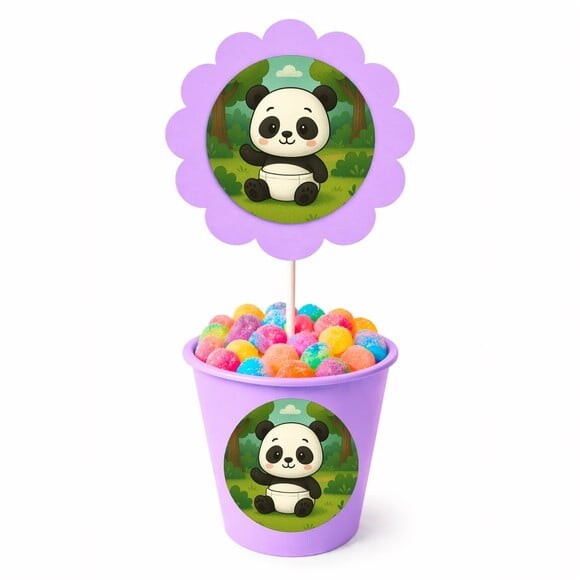 Centro de Mesa Flor Personalizado Panda Baby
