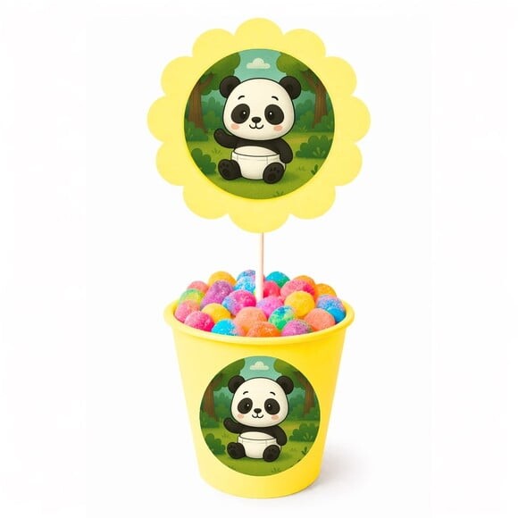Centro de Mesa Flor Personalizado Panda Baby
