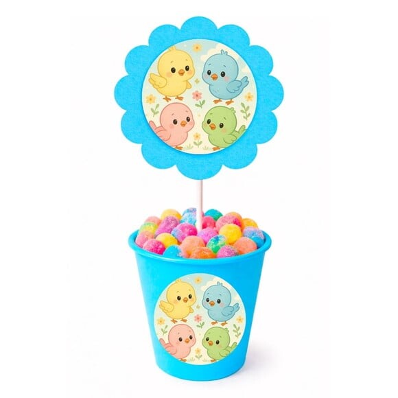 Centro de Mesa Flor Personalizado Passarinhos Baby