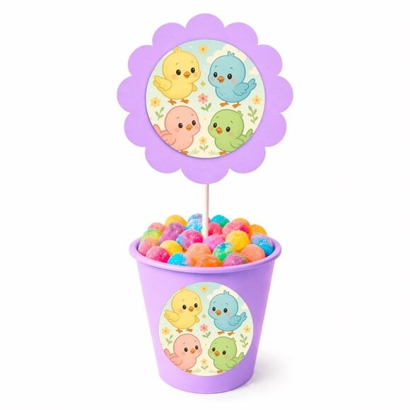 Centro de Mesa Flor Personalizado Passarinhos Baby