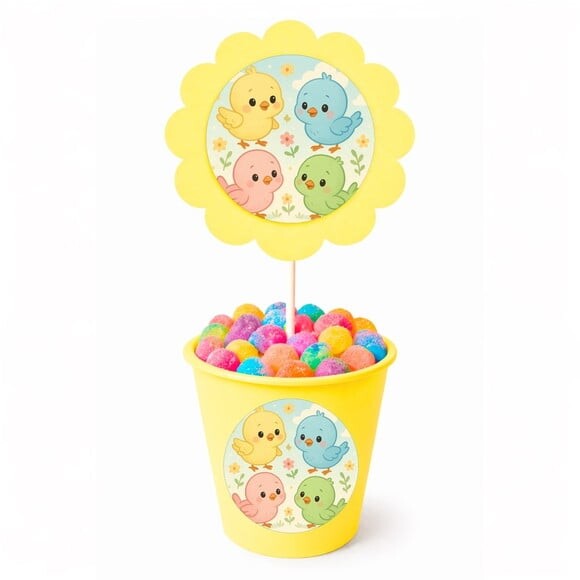 Centro de Mesa Flor Personalizado Passarinhos Baby