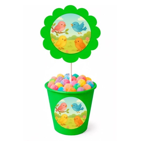 Centro de Mesa Flor Personalizado Passarinhos