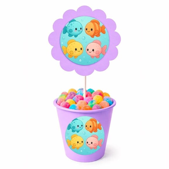 Centro de Mesa Flor Personalizado Peixinhos Baby