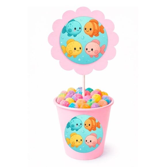 Centro de Mesa Flor Personalizado Peixinhos Baby
