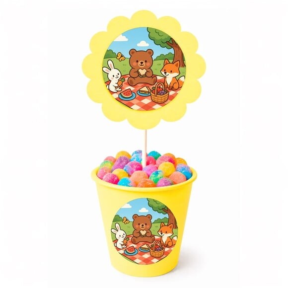 Centro de Mesa Flor Personalizado Picnic