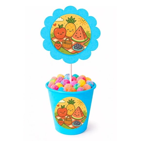 Centro de Mesa Flor Personalizado Piquenique das Frutas