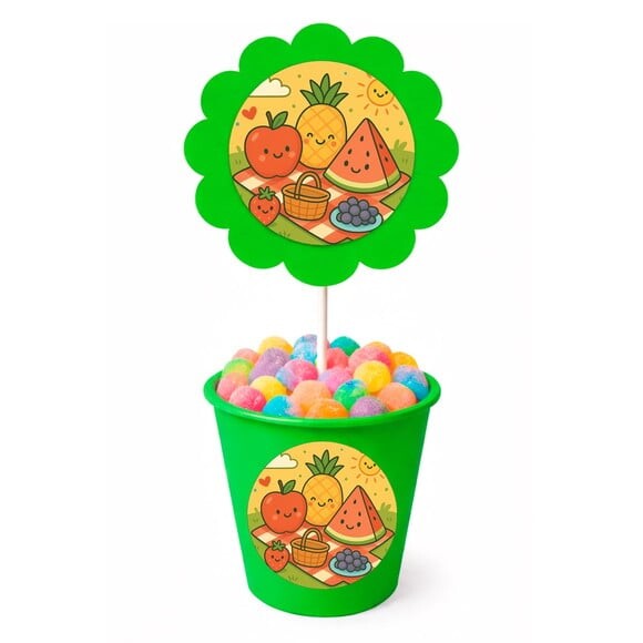 Centro de Mesa Flor Personalizado Piquenique das Frutas