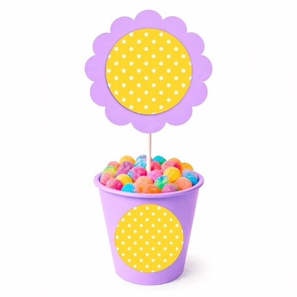 Centro de Mesa Flor Personalizado Poá Amarelo