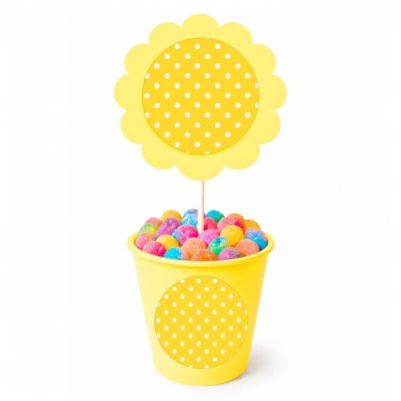 Centro de Mesa Flor Personalizado Poá Amarelo