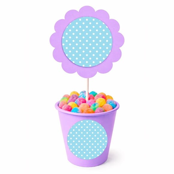 Centro de Mesa Flor Personalizado Poá Azul Bebê