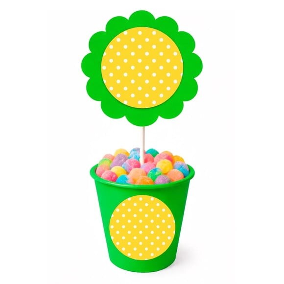 Centro de Mesa Flor Personalizado Poá Amarelo