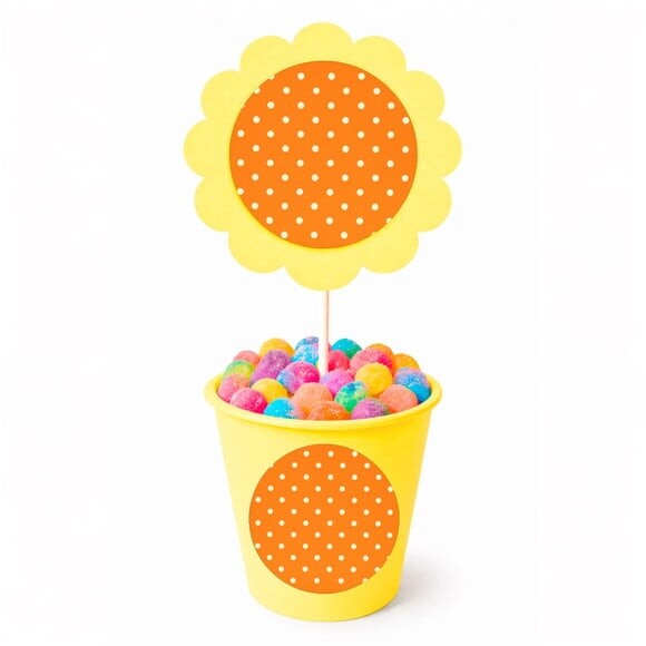 Centro de Mesa Flor Personalizado Poá Laranja