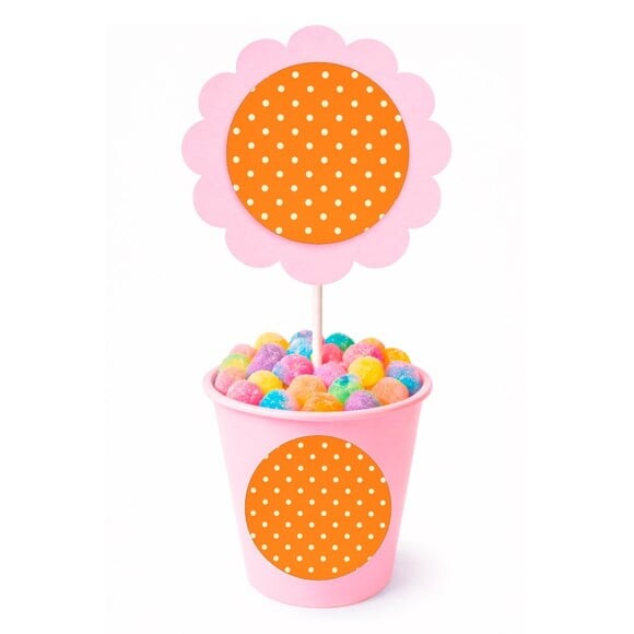 Centro de Mesa Flor Personalizado Poá Laranja