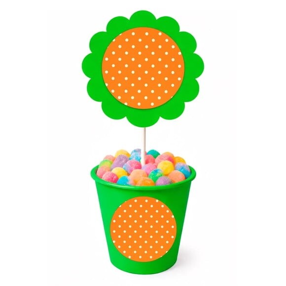Centro de Mesa Flor Personalizado Poá Laranja