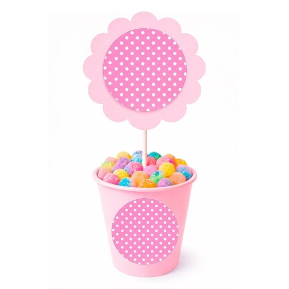 Centro de Mesa Flor Personalizado Poá Rosa Pink