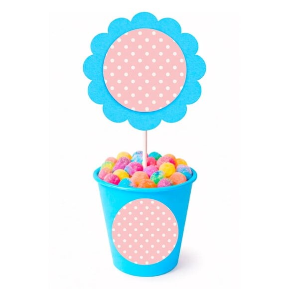 Centro de Mesa Flor Personalizado Poá Rosa Bebê