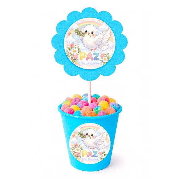 Centro de Mesa Flor Personalizado Pombinha da Paz