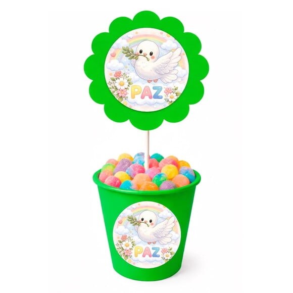 Centro de Mesa Flor Personalizado Pombinha da Paz
