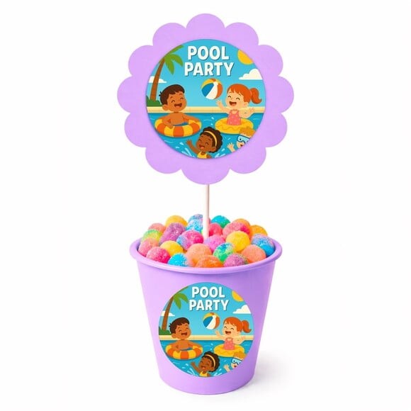 Centro de Mesa Flor Personalizado Pool Party