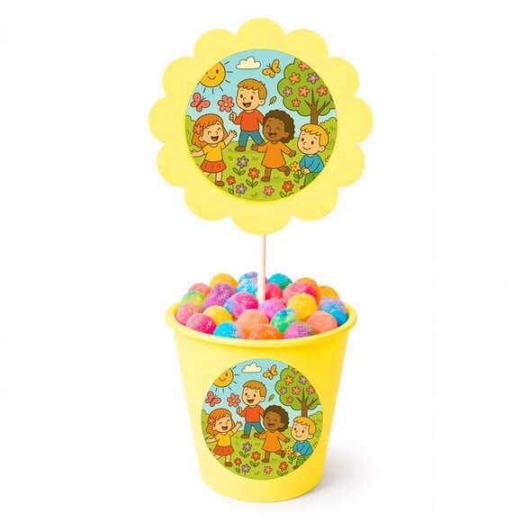 Centro de Mesa Flor Personalizado Primavera Divertida