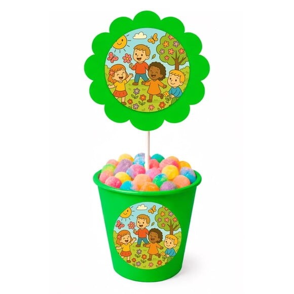Centro de Mesa Flor Personalizado Primavera Divertida