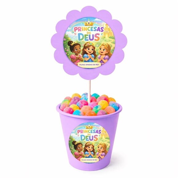 Centro de Mesa Flor Personalizado Princesas de Deus