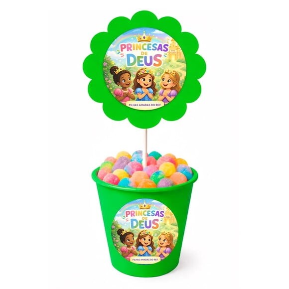 Centro de Mesa Flor Personalizado Princesas de Deus