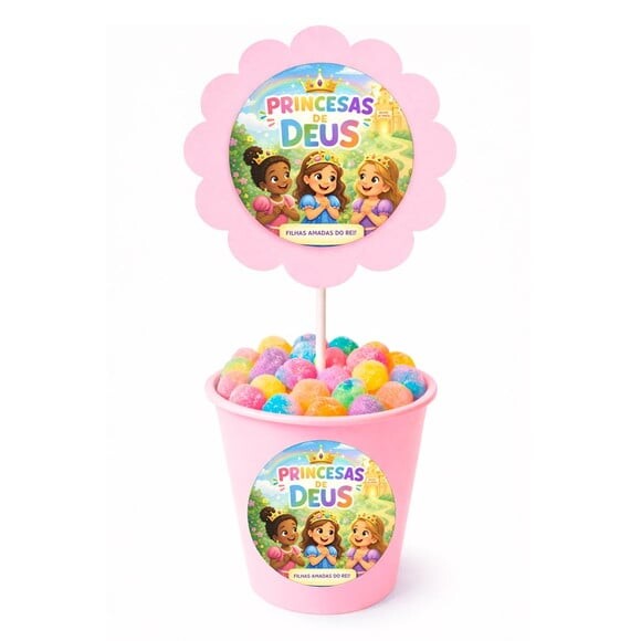 Centro de Mesa Flor Personalizado Princesas de Deus