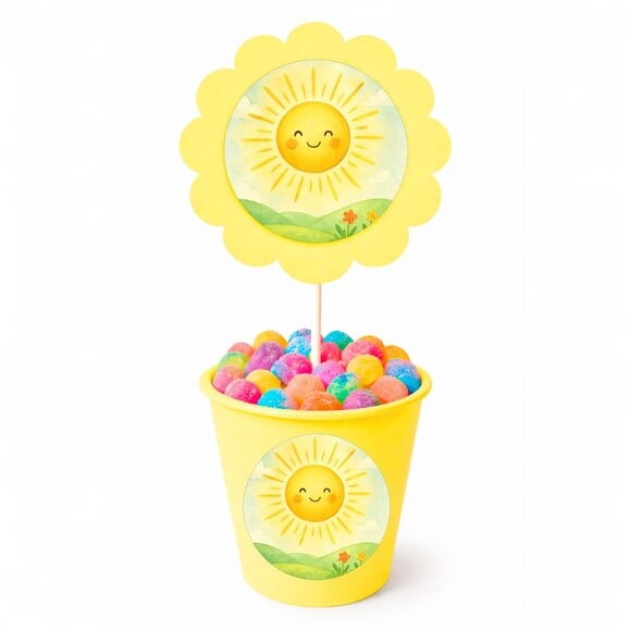 Centro de Mesa Flor Personalizado Raio de Sol Aquarela