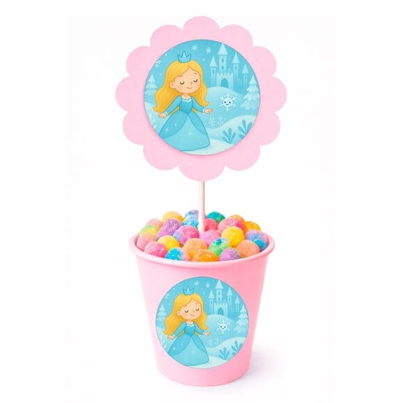 Centro de Mesa Flor Personalizado Reino Gelado Infantil