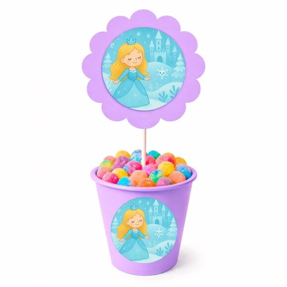 Centro de Mesa Flor Personalizado Reino Gelado Infantil